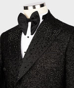 Valerio Milano Men's Black Gemstone Embriored Vest Suit W/ Trousers