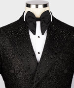 Valerio Milano Men's Black Gemstone Embriored Vest Suit W/ Trousers