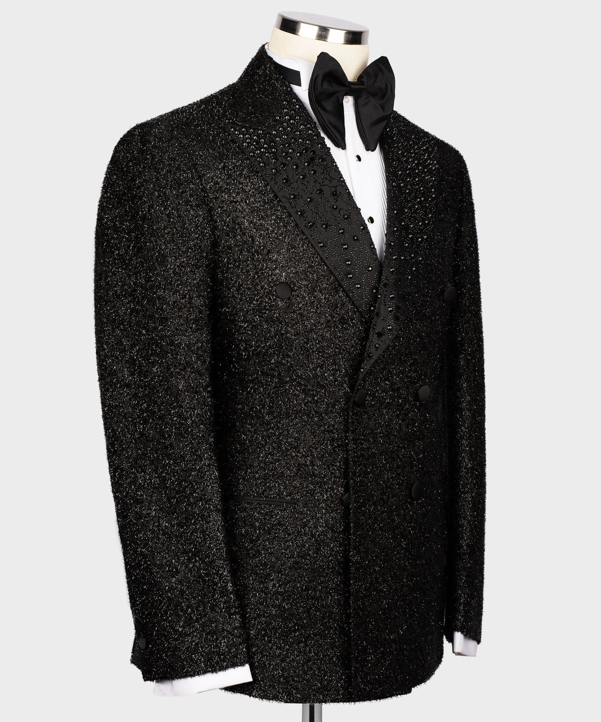 Valerio Milano Men's Black Gemstone Embriored Vest Suit W/ Trousers