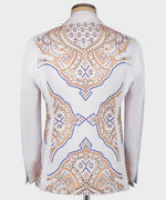 Valerion Milano Men's White Front One Button Oriental Pattern Tuxedo Custom Desing Vest Suit