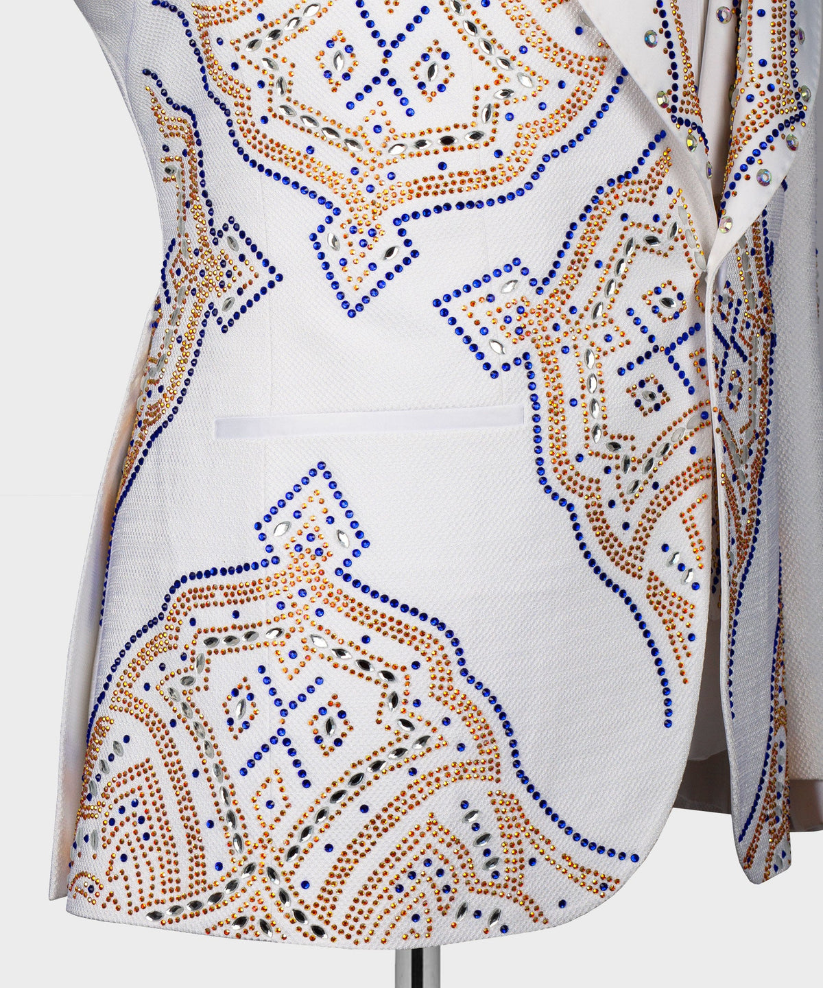 Valerion Milano Men's White Front One Button Oriental Pattern Tuxedo Custom Desing Vest Suit