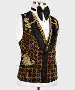 Valerio Milano 3-Piece Italian Men's Suit Crystal Stone Special Black Tuxedo Suit