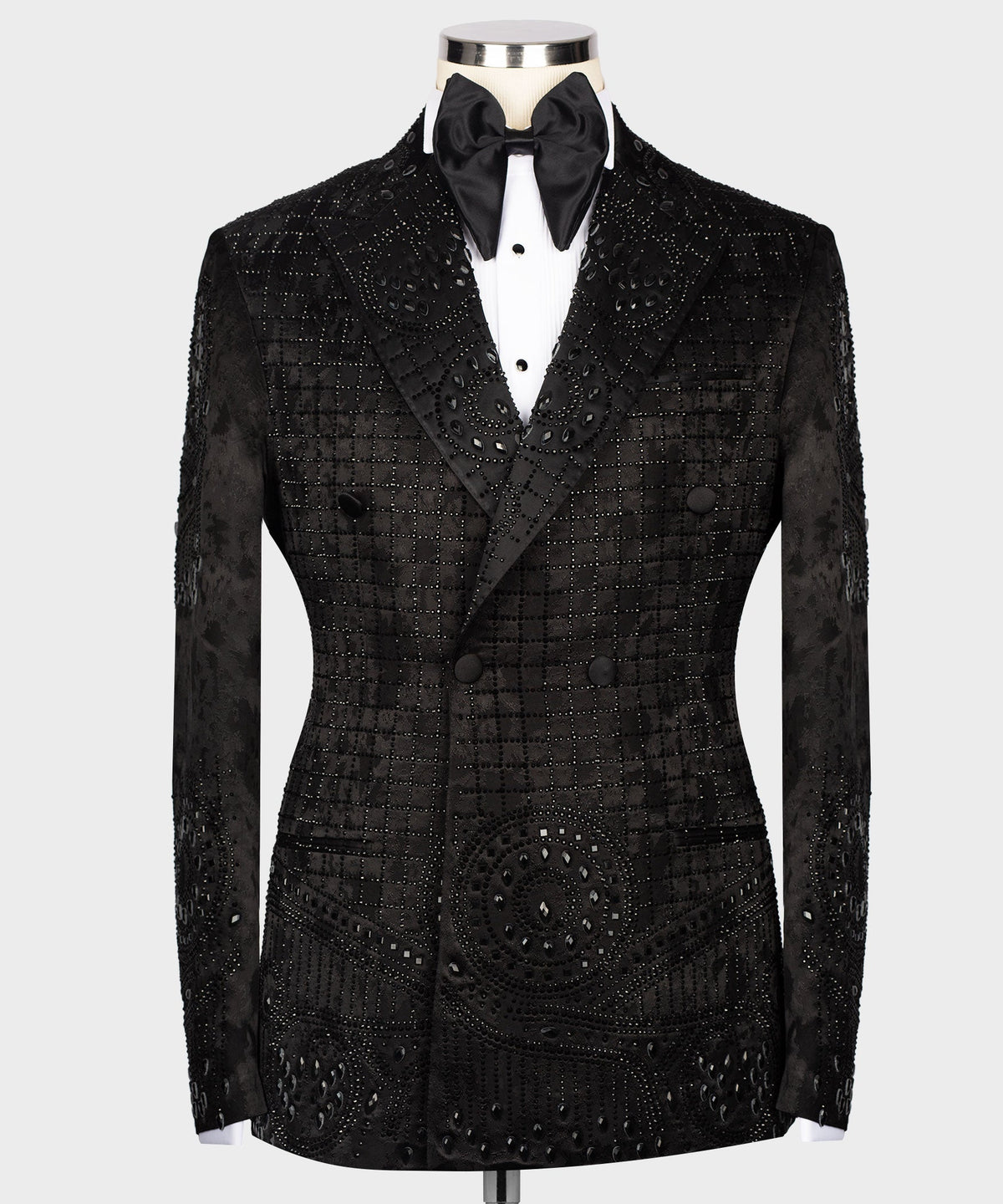 Valerio Milano Men's Black Front One Button Custom Desing Suit W/ Pant