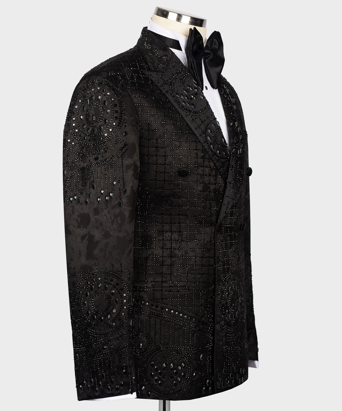 Valerio Milano Men's Black Front One Button Custom Desing Suit W/ Pant