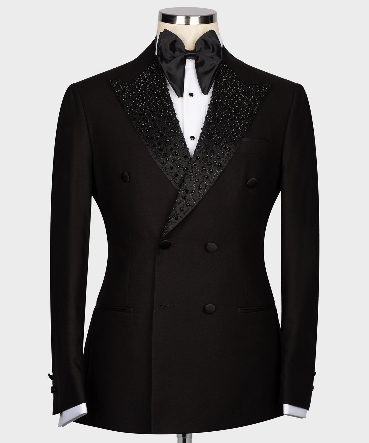 Valerio Milano Men's Black Gem Stone Custom Desing Classic Vest Suit And Pant