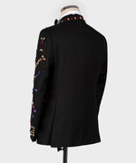 Valerio Milano Men's Black Crystal Colored Stone Special Tuxedo Vest Suit W/ Pant