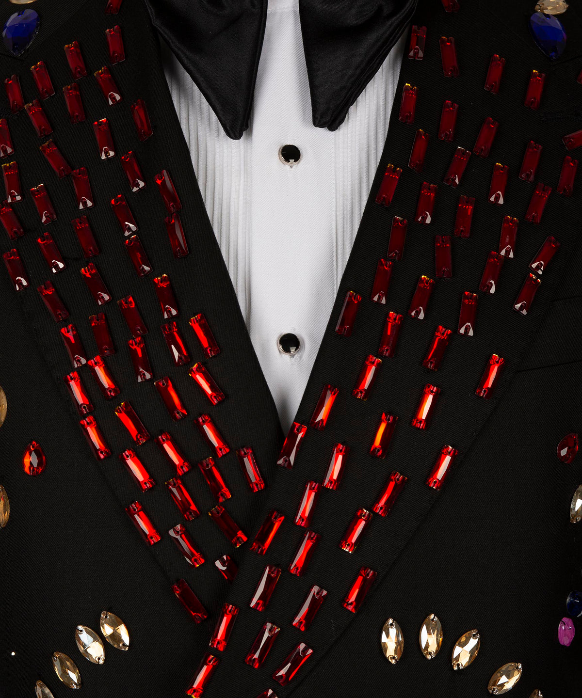 Valerio Milano Men's Black Crystal Colored Stone Special Tuxedo Vest Suit W/ Pant