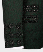 Valerio Milano Men's Black Gem Stone Green Laleped Special Tuxe Vest Suit W/ Pant