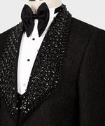 Valerio Milano Men's Black Gem Stone 100% Silk Satin Custom Desing Vest Suit
