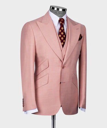 Valerio Milano 3-Piece Italian Men's Suit100% Wool Front 2 Button Triple Classic Suit Straight Leg Trouser