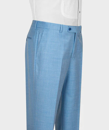 Valerio Milano 3-Piece Italian Men's Suit Blue 3 Side Pockets Triple Classic Suit W/ Straight Leg Trouser