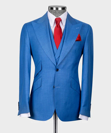 Valerio Milano 3-Piece Italian Men's Suit Triple Classic Suit Front 2 Button Classic Plaid W/ Straight Leg Trouser