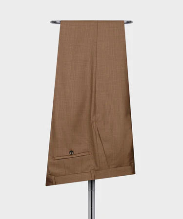 Valerio Milano 3-Piece Italian Men's Suit Camel 100% Wool Classic Pointed Collar Triple Classic Suit W/ Straight Leg Trousers