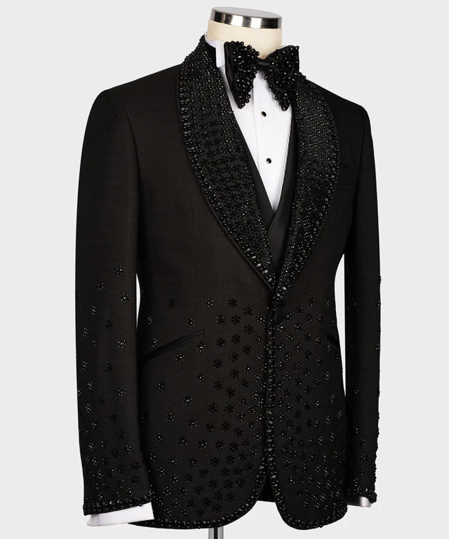 Valerio Milano Black Gem Stone Custom Black Tuxedo
