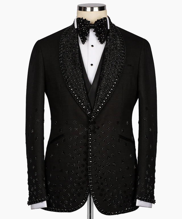 Valerio Milano Black Gem Stone Custom Black Tuxedo