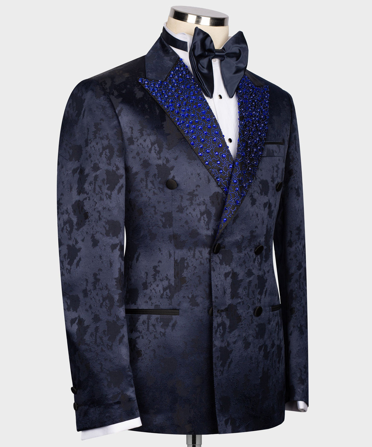 Valerio MilanoMen's Blue Gemstone Embriored Tuxedo Custom Desing Vest Suit W/ Trousers