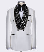 Valerio MilanoMen's White 100% Silk Satin Custom Desing Vest Suit W/ Trousers