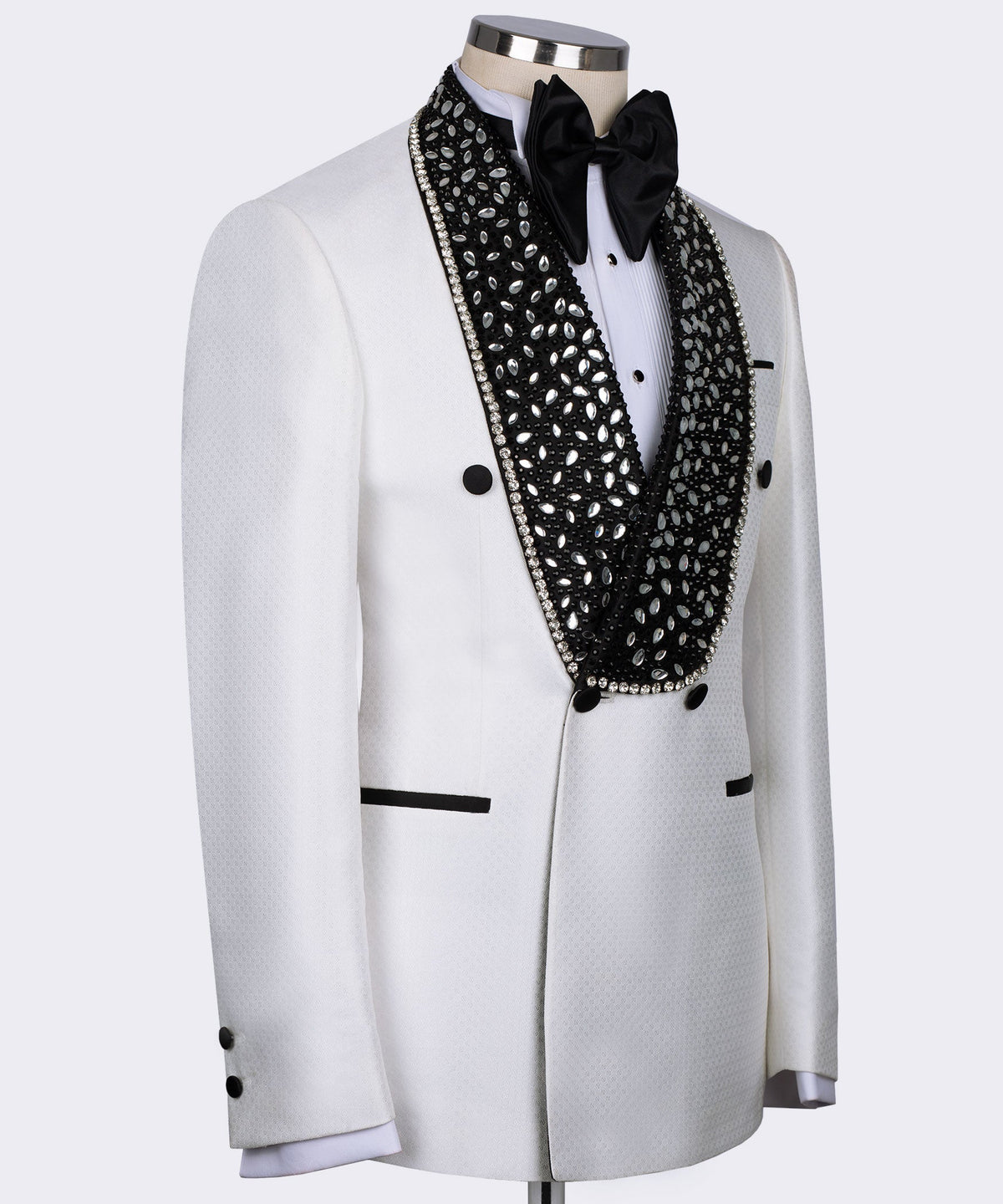 Valerio MilanoMen's White 100% Silk Satin Custom Desing Vest Suit W/ Trousers