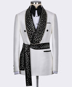 Valerio MilanoMen's White 100% Silk Satin Custom Desing Vest Suit W/ Trousers