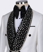 Valerio MilanoMen's White 100% Silk Satin Custom Desing Vest Suit W/ Trousers