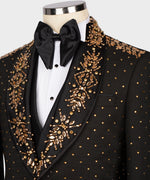 Valerio MilanoMen's Black Front One Button Custom Desing Vest Suit W/ Trousers