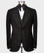 Valerio MilanoMen's Black Handmade Custom Desing Tuxedo Silk & Wool Vest Suit