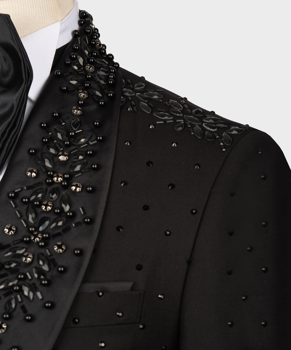 Valerio MilanoMen's Black Handmade Custom Desing Tuxedo Silk & Wool Vest Suit