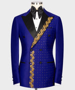 Valerio Milano Men's Blue Patterned 100% Silk Satin Custom Desing Vest Suit