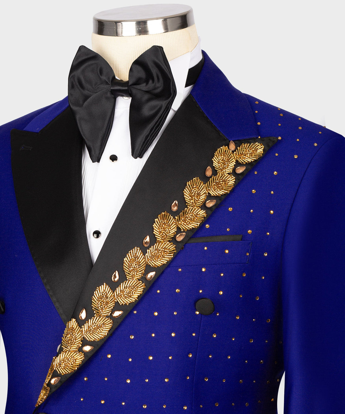 Valerio Milano Men's Blue Patterned 100% Silk Satin Custom Desing Vest Suit