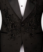 Valerio Milano Men'sBlackFlower Patterned Tuxedo Custom Design Classic Vest Suit W/ Pant