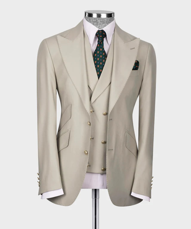 Gray Big Size Suit With Classic Vest