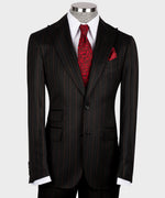 Valerio Milano 3-Piece Italian Men's Suit Black 100% Wool Triple Classic Vest Suit W/ Straight Leg Trousers