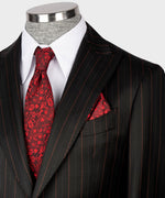 Valerio Milano 3-Piece Italian Men's Suit Black 100% Wool Triple Classic Vest Suit W/ Straight Leg Trousers
