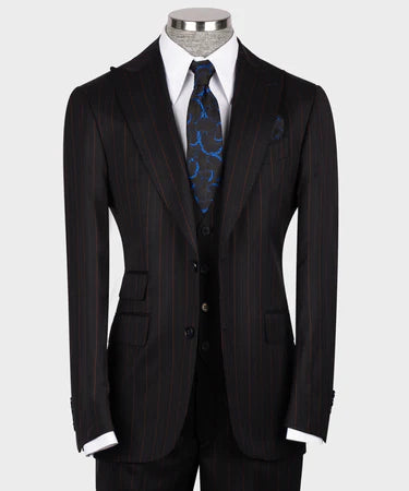 Valerio Milano 3-Piece Italian Men's Suit 100% Wool Dot Seam Front Two Buttons Triple Classic Vest Suit