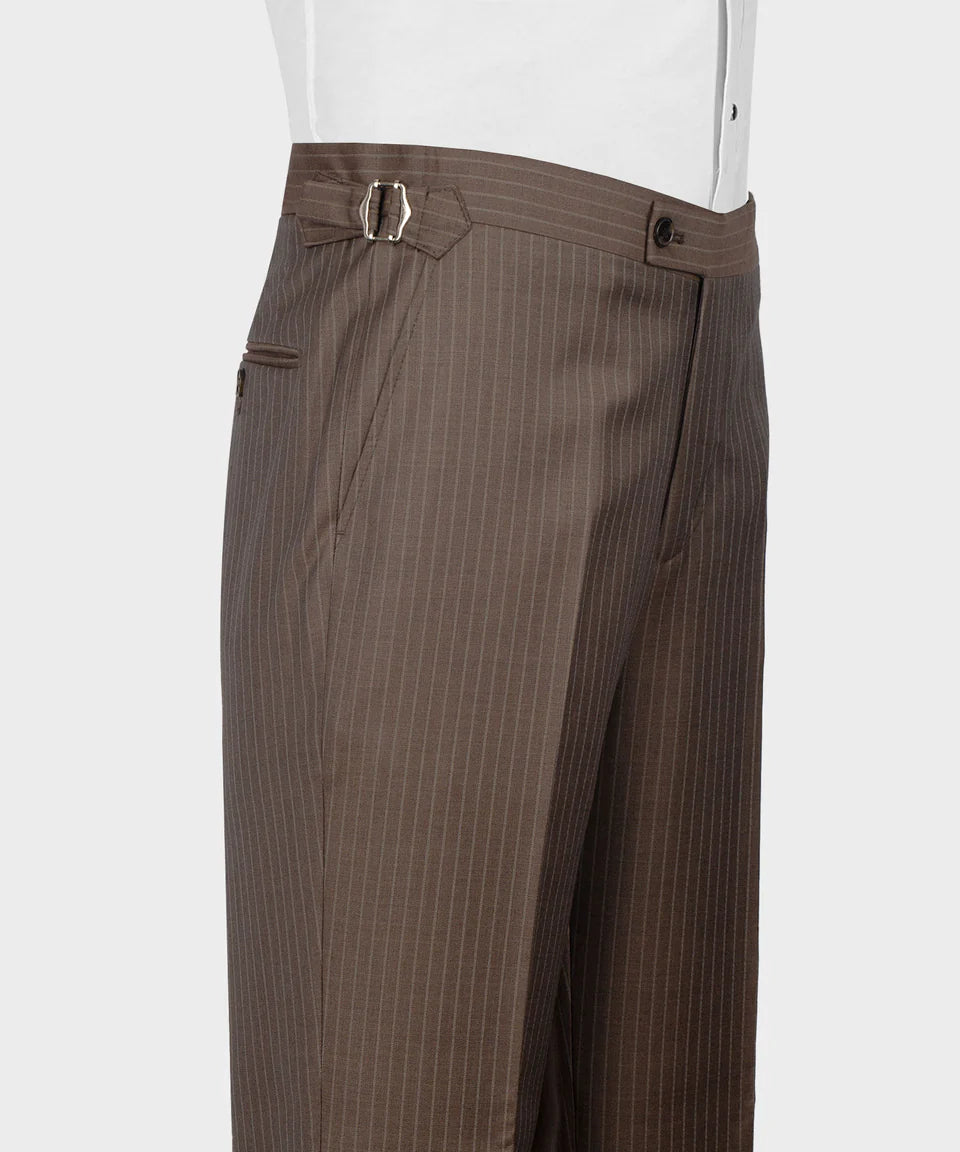 Valerio Milano 3-Piece Italian Men's SuitDot Seam Pointed Collar Triple Classic Suit W/ Straight Leg Trousers