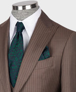 Valerio Milano 3-Piece Italian Men's SuitDot Seam Pointed Collar Triple Classic Suit W/ Straight Leg Trousers
