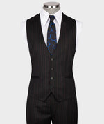 Valerio Milano 3-Piece Italian Men's Suit 100% Wool Pointed Collar Triple Classic Suit Straight Leg Trousers