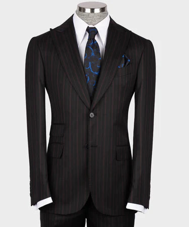 Valerio Milano 3-Piece Italian Men's Suit 100% Wool Pointed Collar Triple Classic Suit Straight Leg Trousers