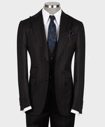Valerio Milano 3-Piece Italian Men's Suit 100% Wool Pointed Collar Triple Classic Suit Straight Leg Trousers