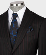 Valerio Milano 3-Piece Italian Men's Suit 100% Wool Pointed Collar Triple Classic Suit Straight Leg Trousers