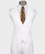 Valerio Milano 3-Piece Italian Men's Suit White 100% Wool Pointed Collar Triple Classic Suit W/ Straight Leg Trousers