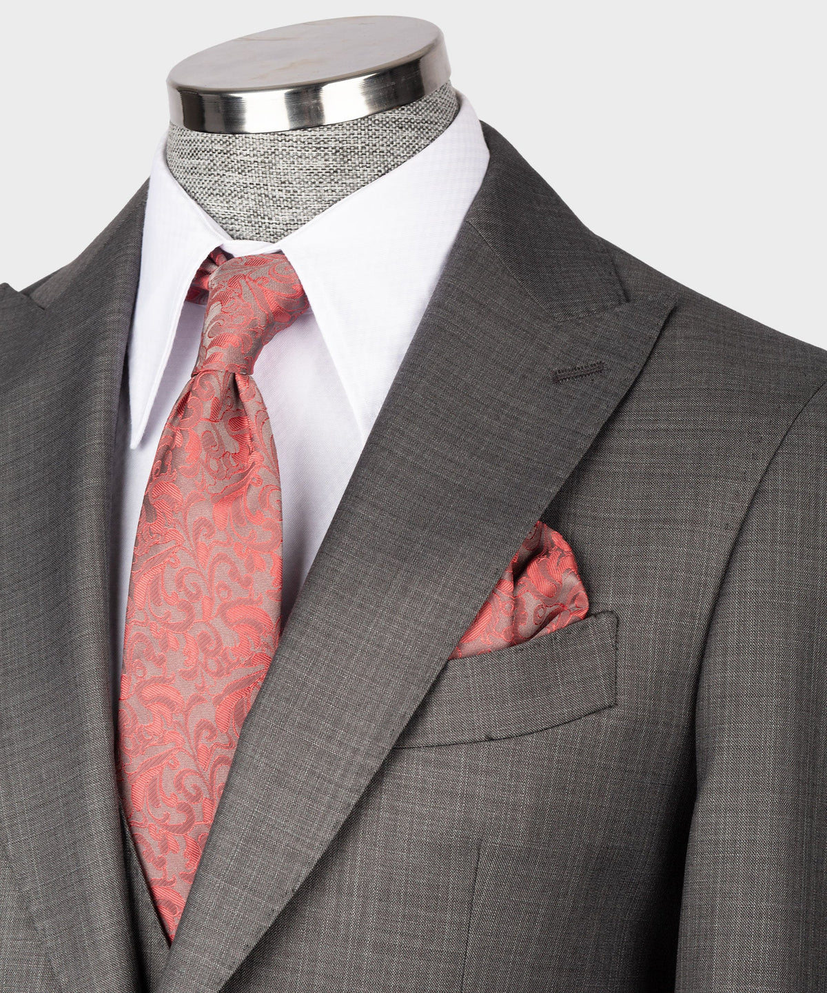 Valerio Milano 3-Piece Italian Men's Suit Gray 100% Wool Dot Seam Triple Classic Suit W/ Straight Leg Trousers