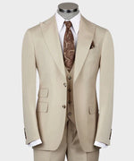 Valerio Milano 3-Piece Italian Men's Suit Cream Point Stitching Triple Classic Suit Straight Leg Trouser
