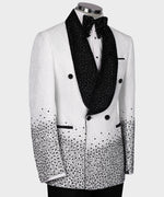 Valerio Milano Men's White Tuxedo With Black Stone Embroidered Custom Desing Vest Suit