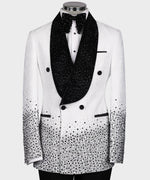 Valerio Milano Men's White Tuxedo With Black Stone Embroidered Custom Desing Vest Suit