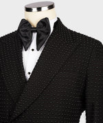 Valerio MilanoMen's Black Stone Embroidered Tuxedo Custom Desing Vest Suit
