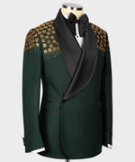 Valerio Milano Men's Dark Green 100% Silk Satin Custom Desing Classic Vest suit