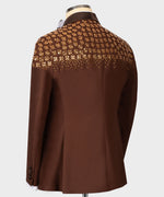 Valerio Milano Men's Special Brown Tuxedo With Stone Custom Desing Vest Suit