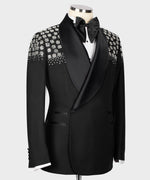 Valerio Milano Men's Black 100% Silk Satin Custom Desing Vest Suit W/ Pant