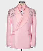 Valerio Milano Men's Pink Front One Button Custom Desing Classic Vest suit W/ Pant
